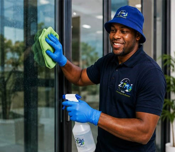 ZTR HUB cleaning professional cleaning a window